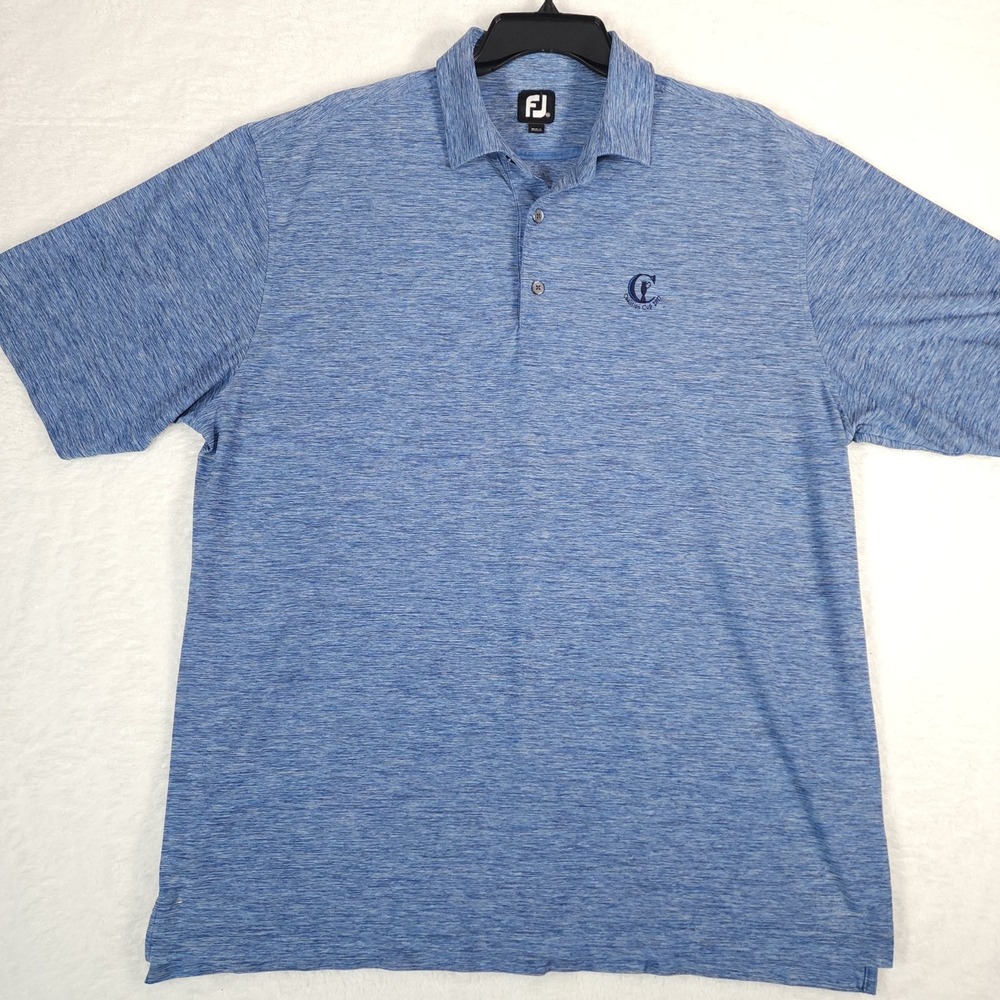 FootJoy Polo Shirt Mens XXL Blue Heathered Golf Performance FJ Logo Short Sleeve - Picture 2 of 12